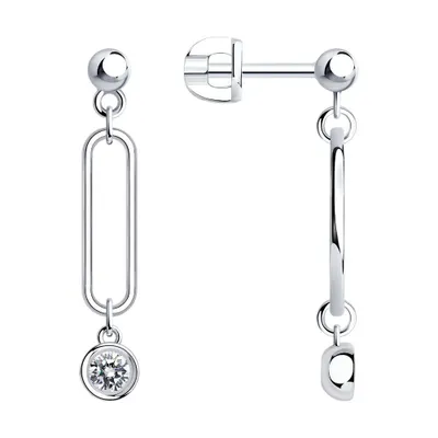 Серьги из серебра с фианитами из серебро