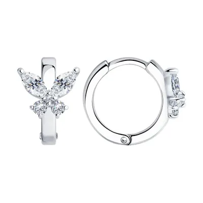 Серьги из серебра с фианитами из серебро