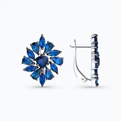 Серьги из серебра с фианитами из серебро