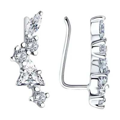 Серьги из серебра с фианитами из серебро