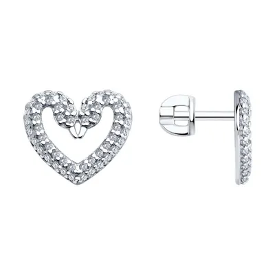 Серьги из серебра с фианитами из серебро