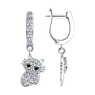 Серьги из серебра с фианитами из серебро