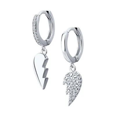 Серьги из серебра с фианитами из серебро