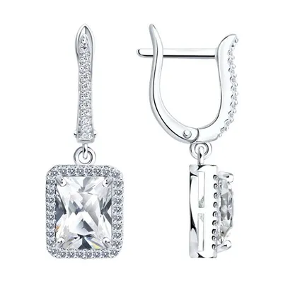 Серьги из серебра с фианитами из серебро