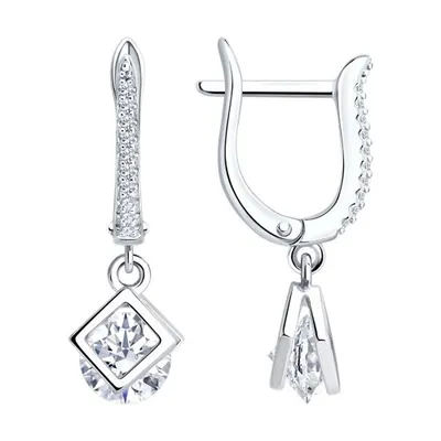 Серьги из серебра с фианитами из серебро