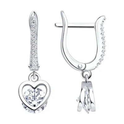 Серьги из серебра с фианитами из серебро