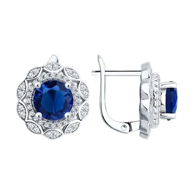 Серьги из серебра с фианитами из серебро