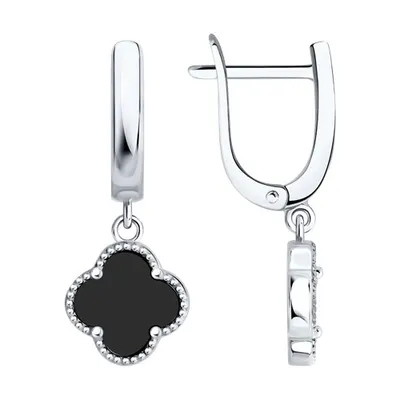 Серьги из серебра с минеральным стеклом из серебро