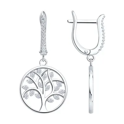 Серьги из серебра с фианитами из серебро