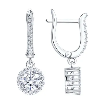 Серьги из серебра с фианитами из серебро