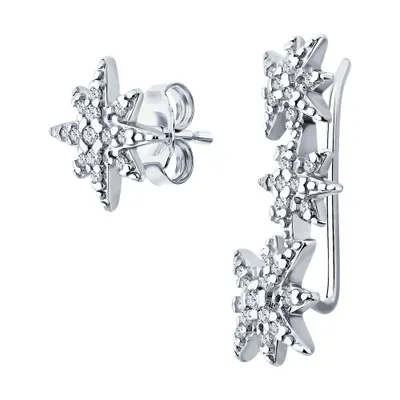 Серьги из серебра с фианитами из серебро