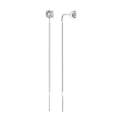 Серьги из серебра с фианитами из серебро