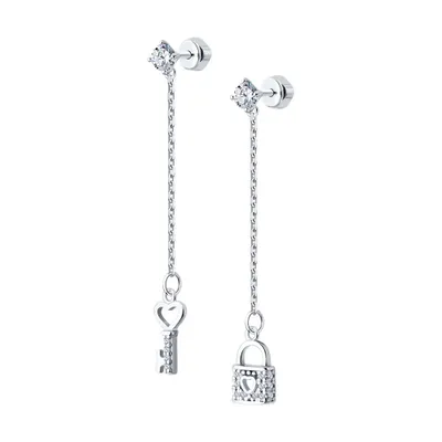 Серьги из серебра с фианитами из серебро