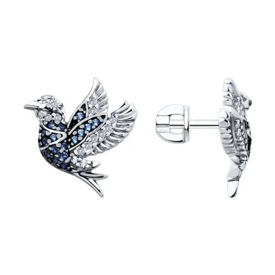 Серьги из серебра с фианитами из серебро