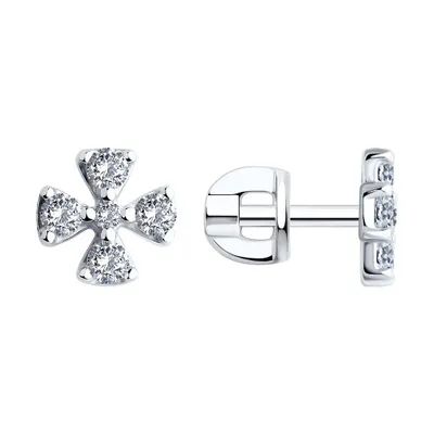 Серьги из серебра с фианитами из серебро