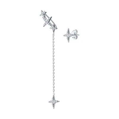 Серьги из серебра с фианитами из серебро