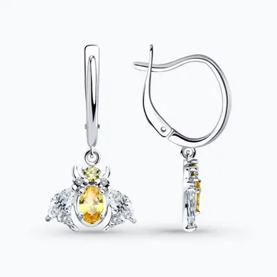 Серьги из серебра с фианитами из серебро