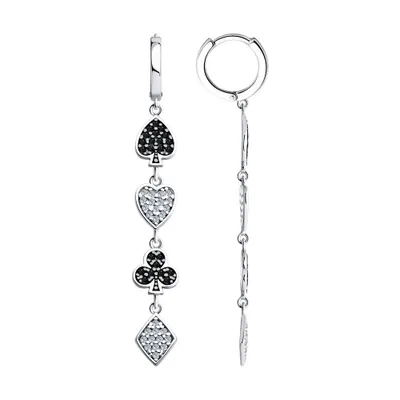 Серьги из серебра с фианитами из серебро