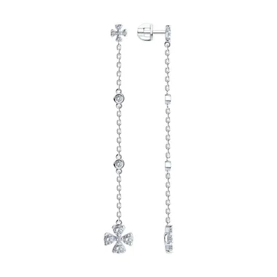 Серьги из серебра с фианитами из серебро