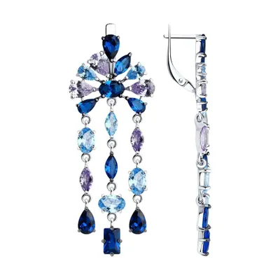 Серьги из серебра с фианитами из серебро