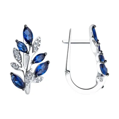 Серьги из серебра с фианитами из серебро