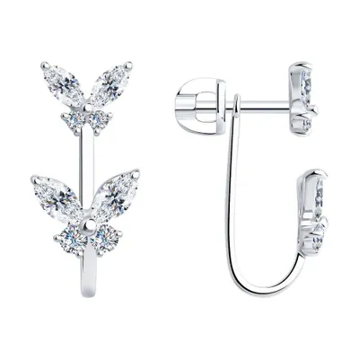 Серьги из серебра с фианитами из серебро