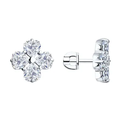 Серьги из серебра с фианитами из серебро