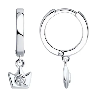 Серьги из серебра с фианитами из серебро