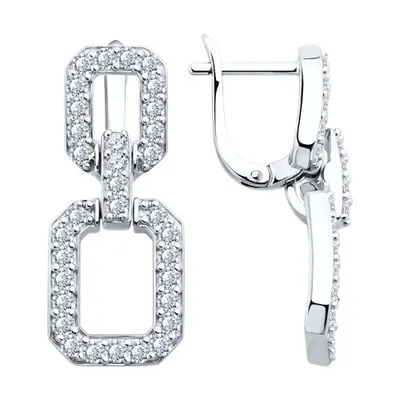 Серьги из серебра с фианитами из серебро