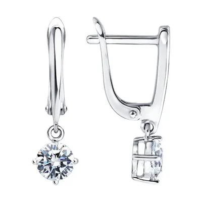 Серьги из серебра с фианитами из серебро