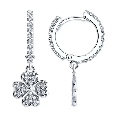 Серьги из серебра с фианитами из серебро