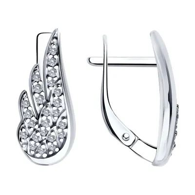 Серьги из серебра с фианитами из серебро