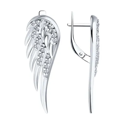 Серьги из серебра с фианитами из серебро