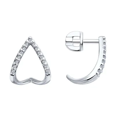 Серьги из серебра с фианитами из серебро