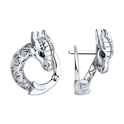 Серьги из серебра с фианитами из серебро