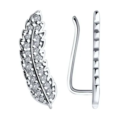 Серьги из серебра с фианитами из серебро