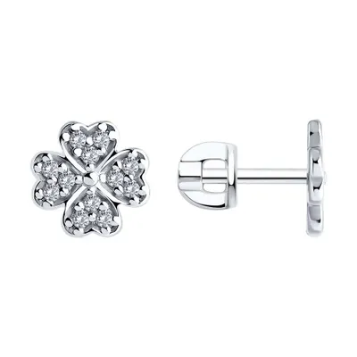 Серьги из серебра с фианитами из серебро