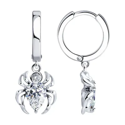 Серьги из серебра с фианитами из серебро