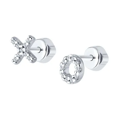 Серьги из серебра с фианитами из серебро