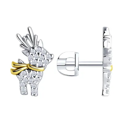 Серьги из золочёного серебра с фианитами из серебро