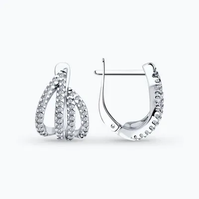 Серьги из серебра с фианитами из серебро