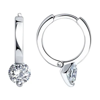 Серьги из серебра с фианитами из серебро