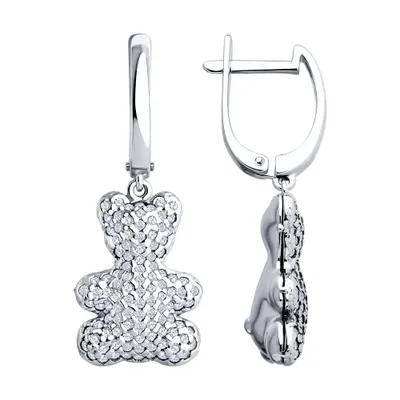 Серьги из серебра с фианитами из серебро