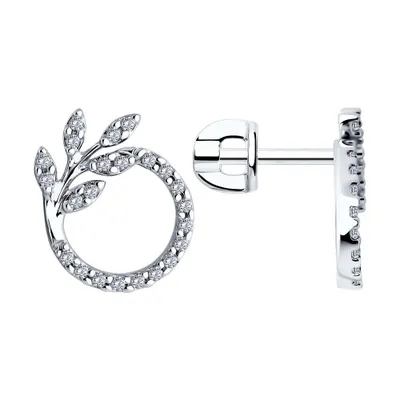 Серьги из серебра с фианитами из серебро