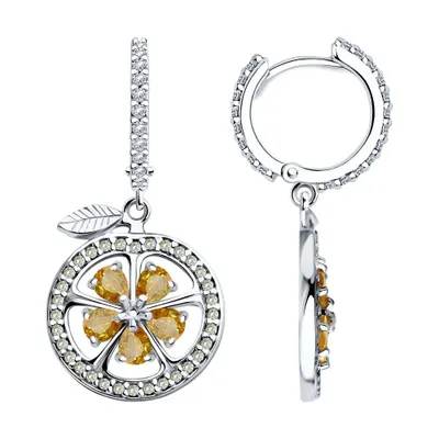 Серьги из серебра с фианитами из серебро