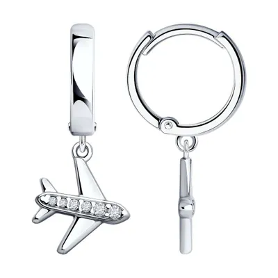 Серьги из серебра с фианитами из серебро