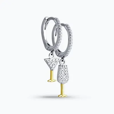 Серьги из золочёного серебра с фианитами из серебро
