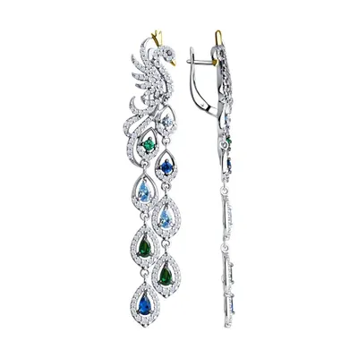 Серьги из золочёного серебра с фианитами из серебро