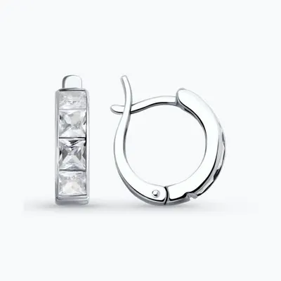 Серьги из серебра с фианитами из серебро