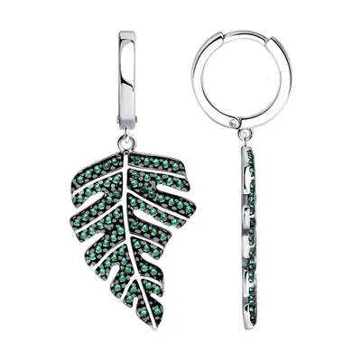 Серьги из серебра с фианитами из серебро